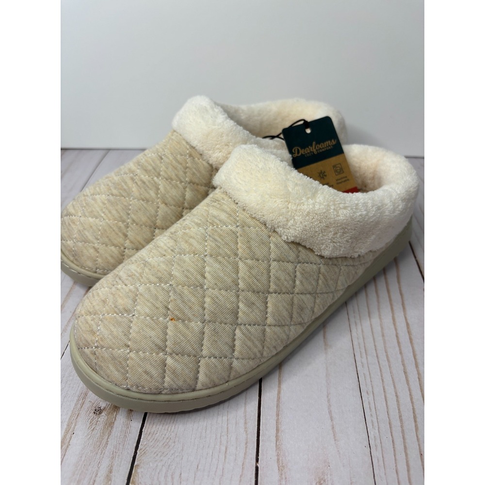 Dearfoams NWT Cozy Comfort Faux Fur Lined Quilted Clog Slippers Size 6.5